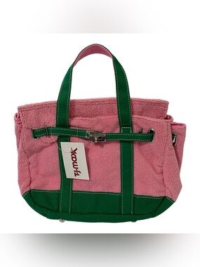 Sunwin Boatkin Green & Pink Tote Bag Terry Cloth Small - NWT **